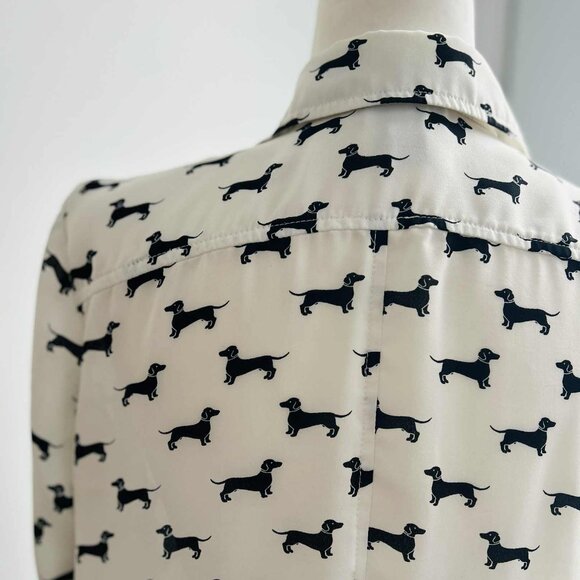 Cartise Ivory & Black Dachshund-Print Lightweight Button Front Blouse – US 4 - Picture 11 of 13